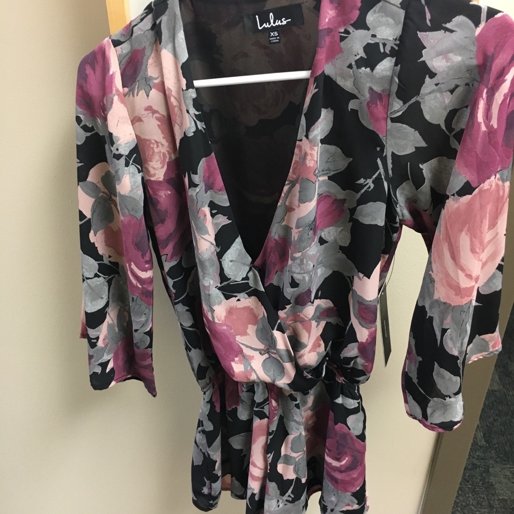 Black floral romper